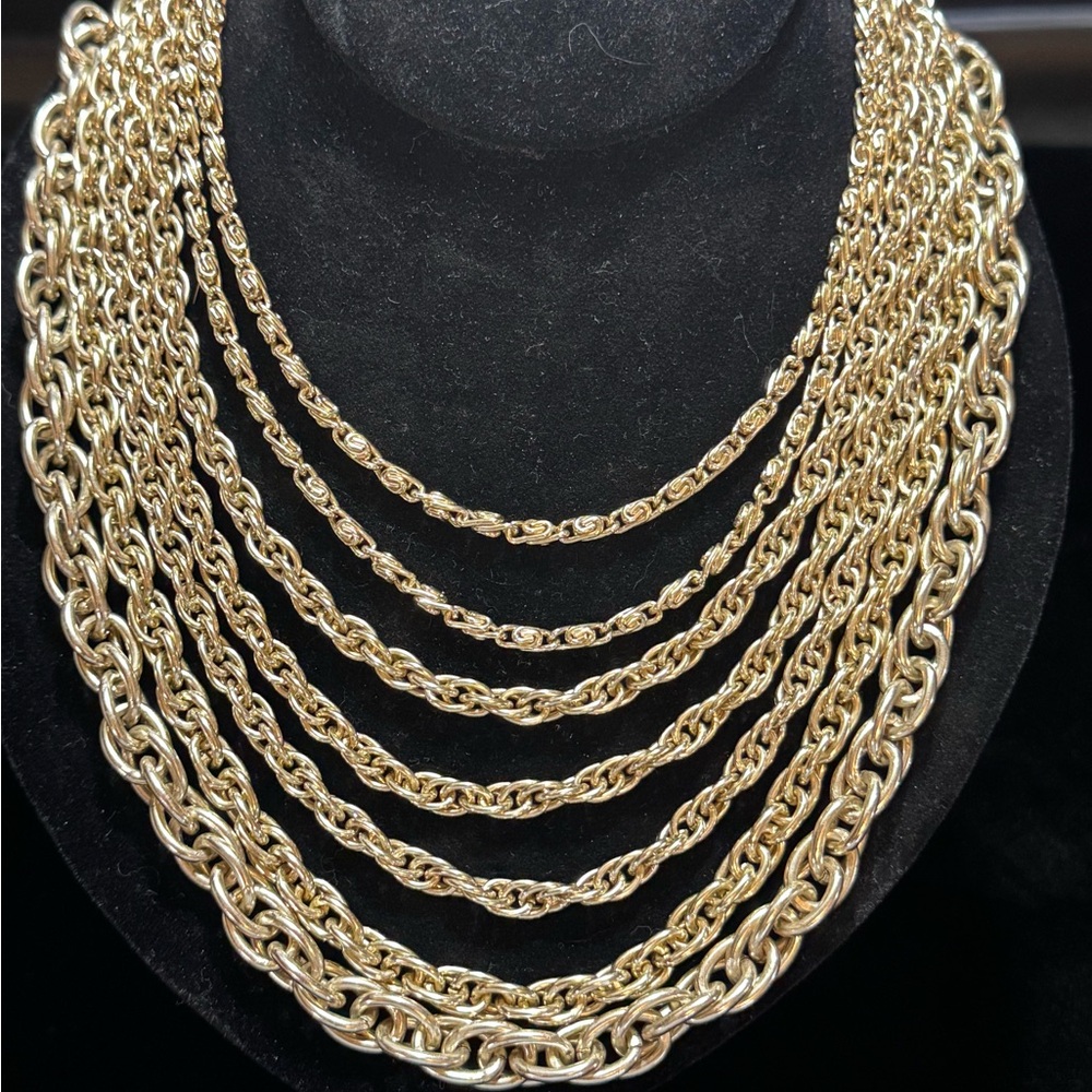 Vintage Gold-Tone Multi Chain Necklace